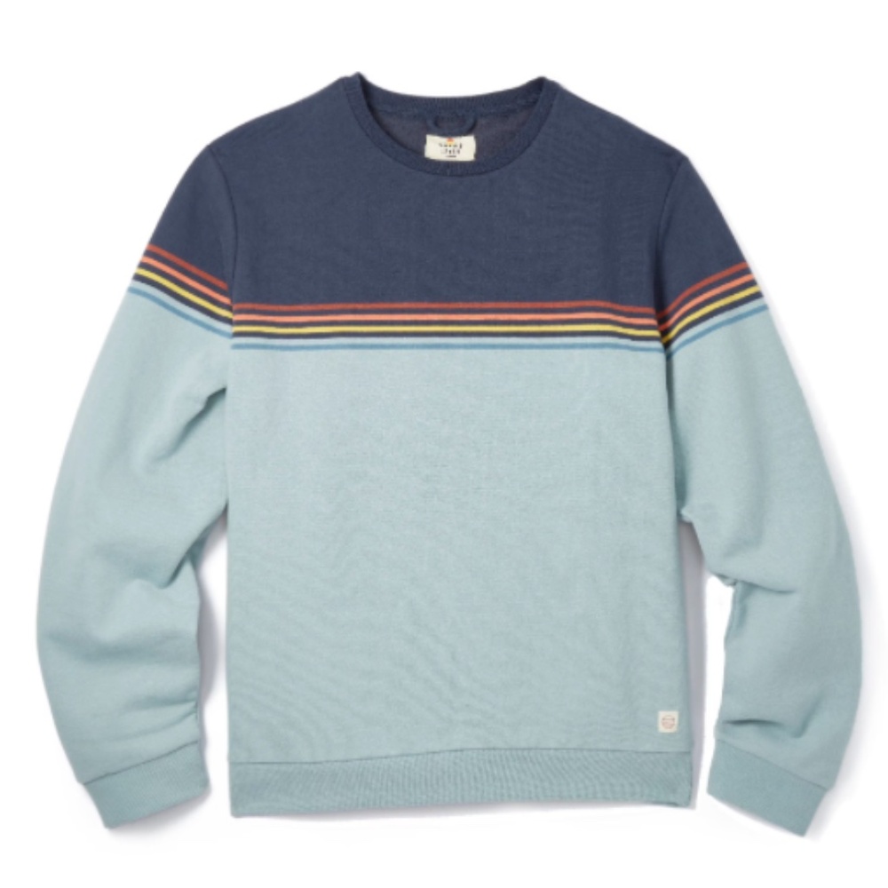 MARINE LAYER UNISEX WOMENS SUNSET STRIPE CREWNECK SWEATSHIRT LONG SLEEVE SMALL